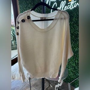 Poof Apparel Off White Oversized Sweater